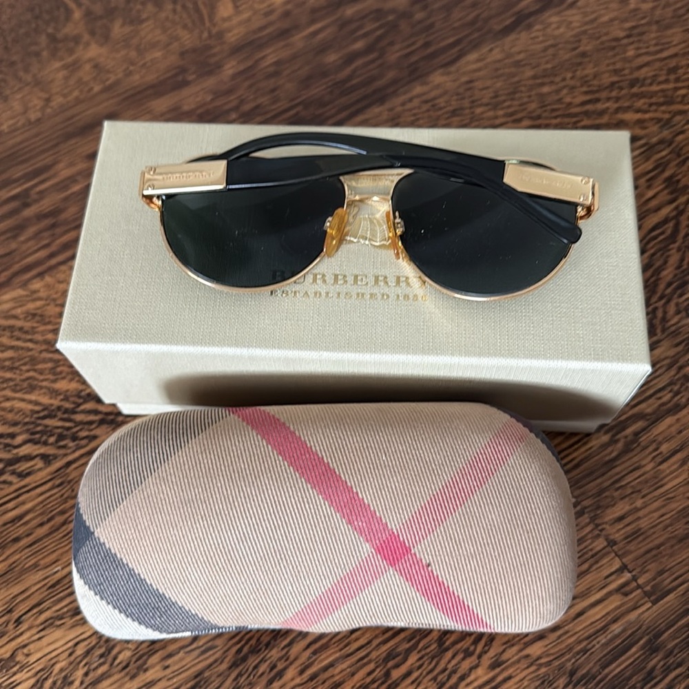 Burberry Gold Aviator Sunglasses - Picture 2 of 2
